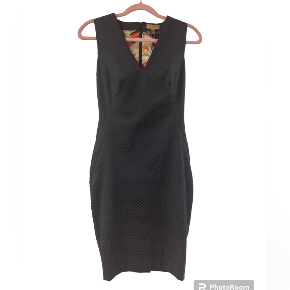 Ted Baker charcoal diamond jacquard suit dress 0